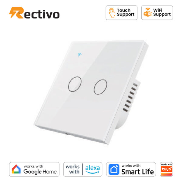 Rectivo 2 Gang Smart Touch and WiFi Wall Switch (Model RSSW-002)