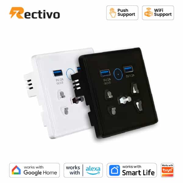 Rectivo 5 Pin Smart Socket Touch WiFi with USB Port