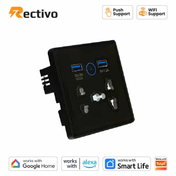 Rectivo 5 Pin Smart Socket Touch WiFi with USB Port