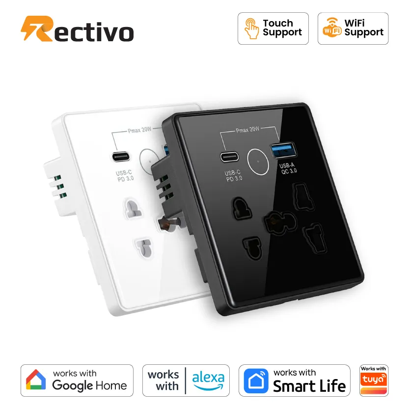Rectivo 5 Pin Smart Socket with Type C and USB Port