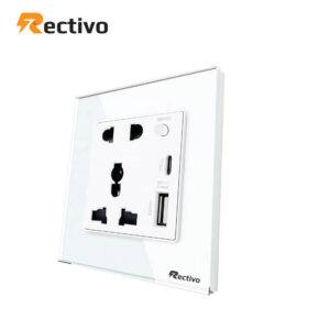 Glass Border 5 Pin Socket with Type C and USB