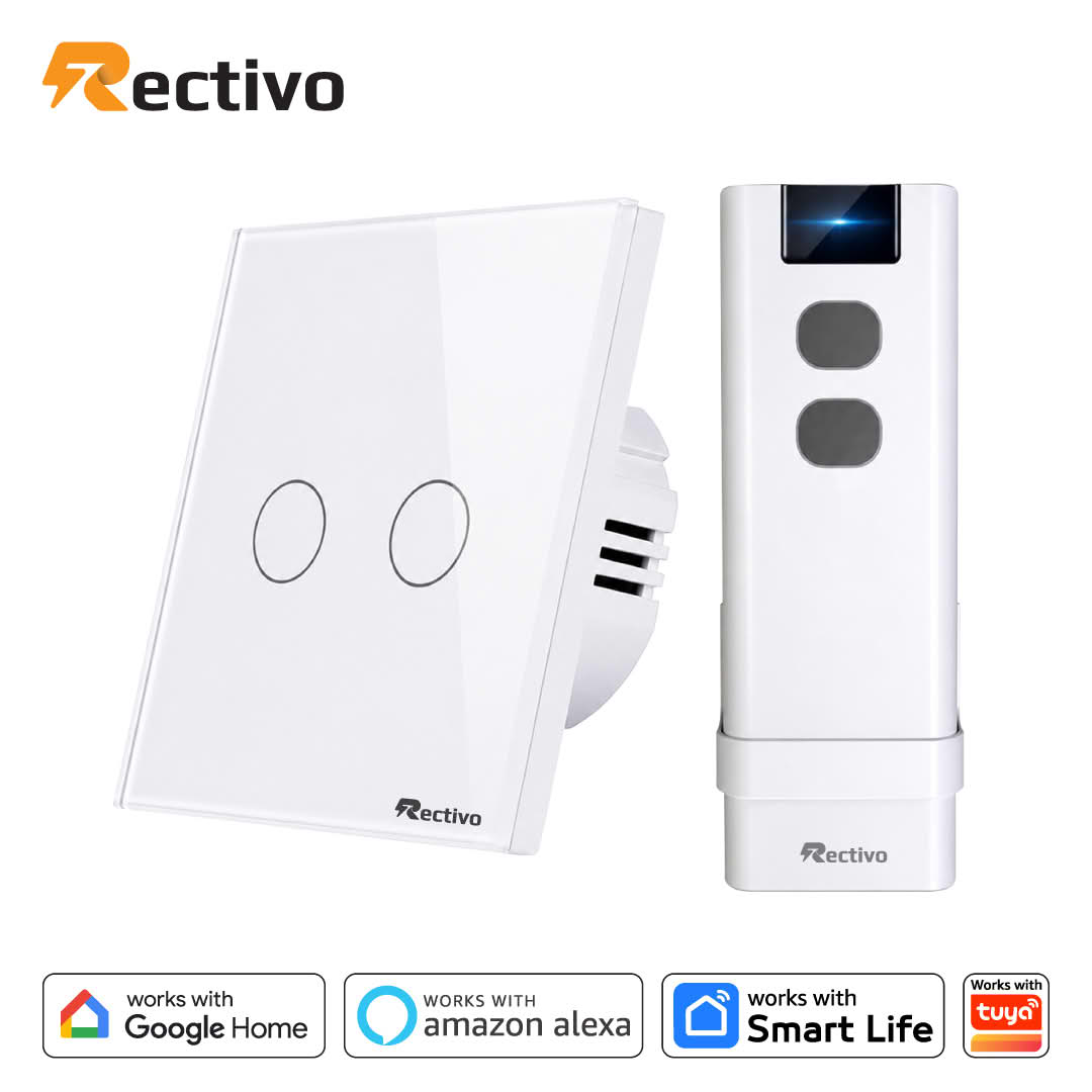 Rectivo 2 Gang WiFi Switch Touch and WiFi + RF 433MHz Remote