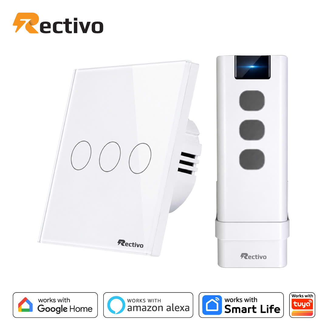 Rectivo 3 Gang WiFI Switch Touch and WiFi + RF 433MHz Remote