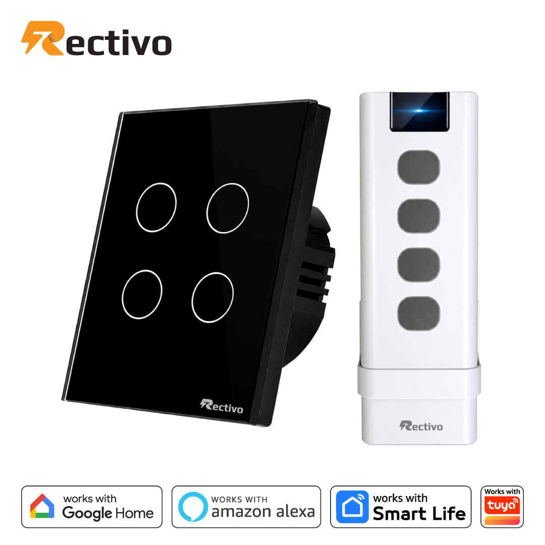 Rectivo 4 Gang Smart Switch Touch and WiFi + RF 433MHz Remote