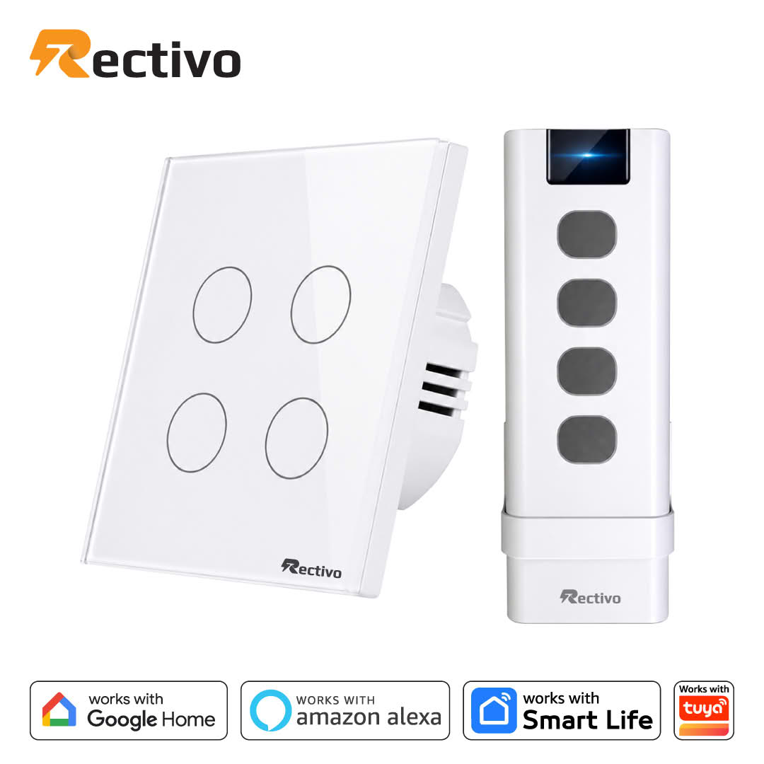 Rectivo 4 Gang WiFi Switch Touch and WiFi + RF 433MHz Remote