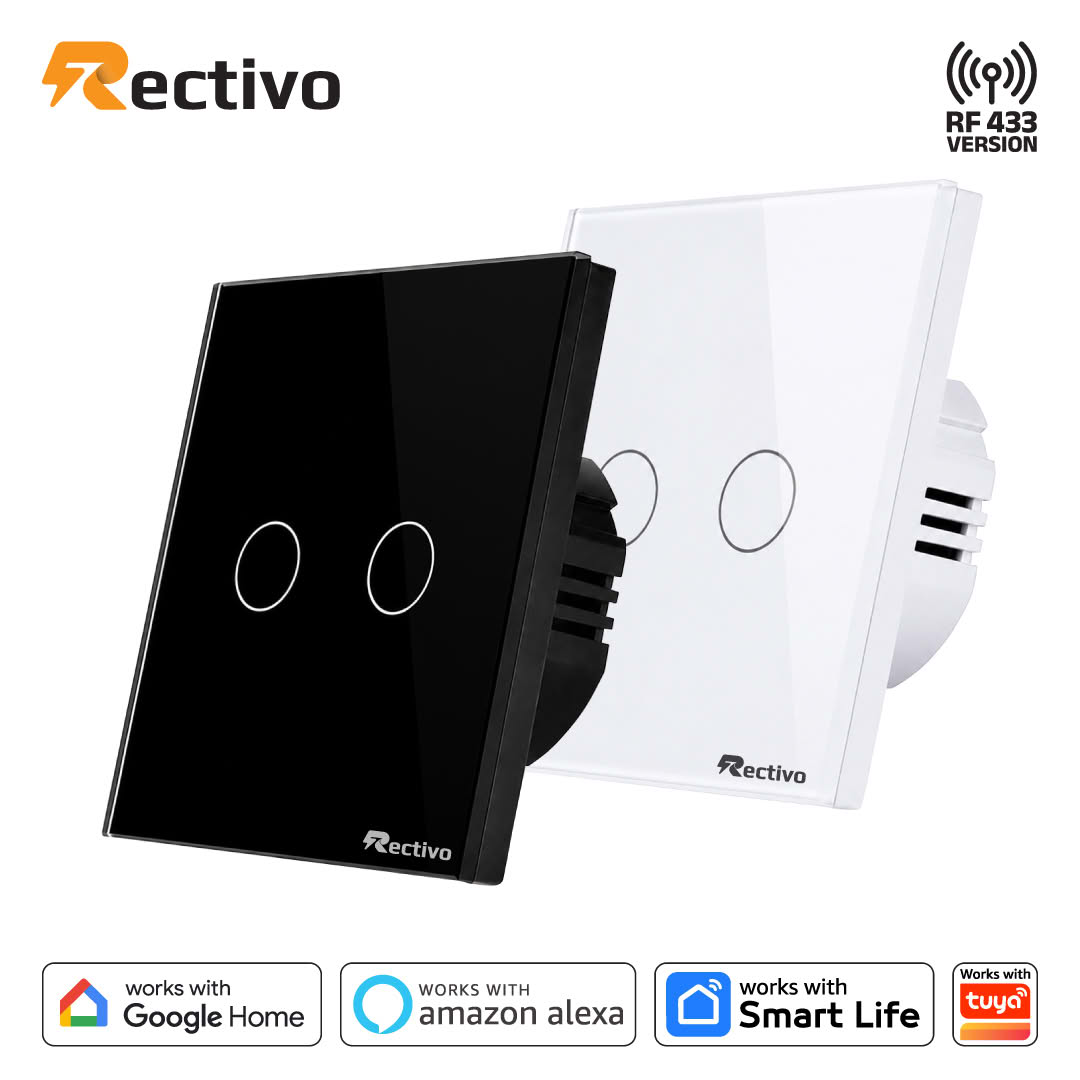 Rectivo 2 Gang Smart Switch Touch and WiFi with RF (Black) - Image 2