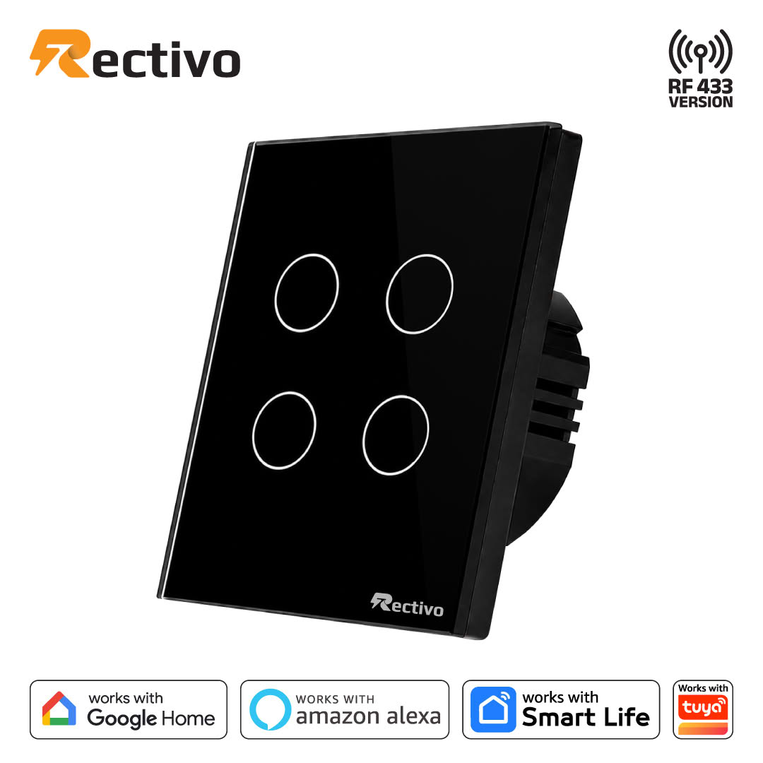 Rectivo 4 Gang Smart Switch Touch and WiFi with RF